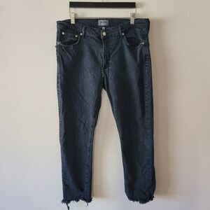 Agolde Toni Midrise Straight Black Raw Hem Distressed‎ Denim Jeans